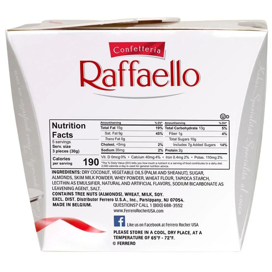商品Ferrero Raffaello|Premium Gourmet White Almond, Cream and Coconut, Gift Box Cream, Almond and Coconut,价格¥59,第2张图片详细描述