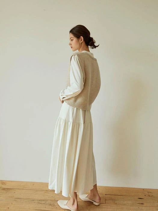 Simple Wool Knit Vest_BEIGE 商品