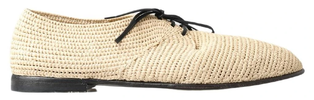 商品Dolce & Gabbana|Dolce & gabbana Beige Woven Lace Up Casual Derby Shoes,价格¥3318,第1张图片