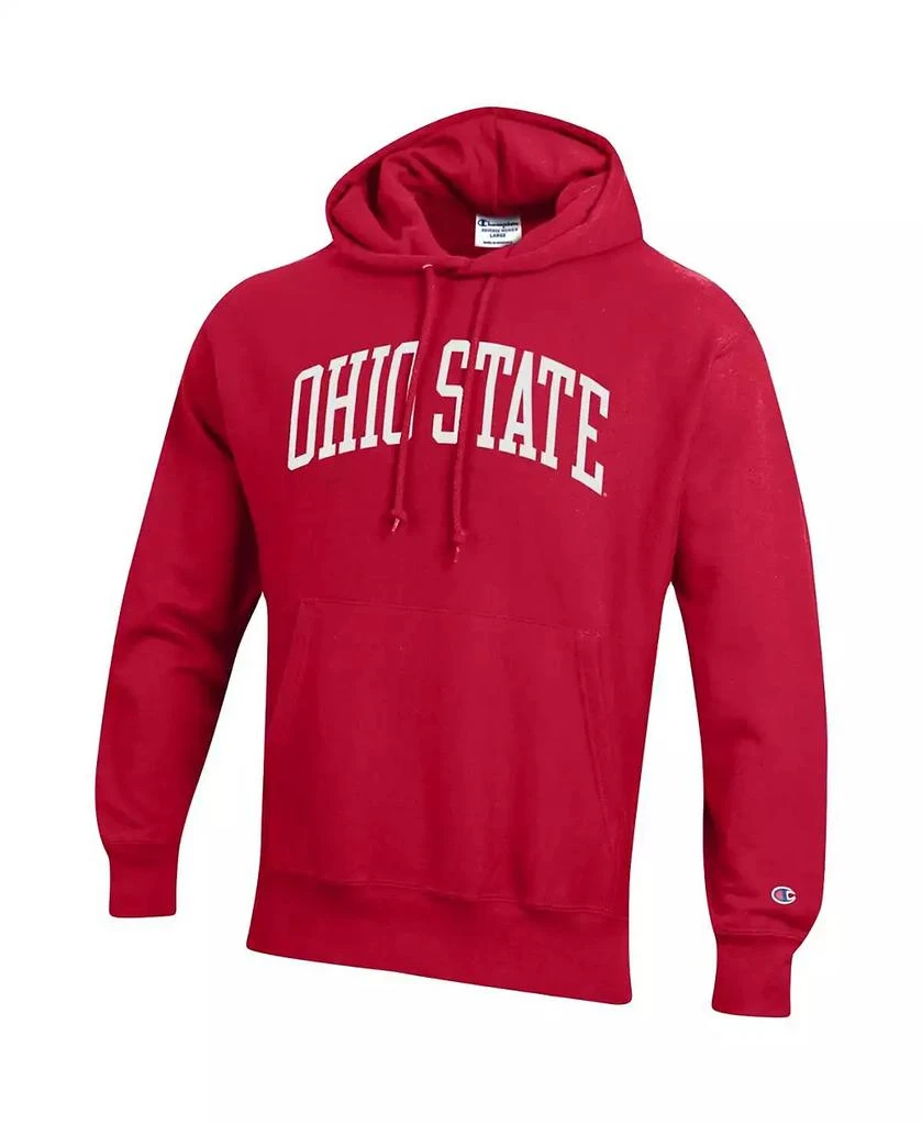 商品CHAMPION|Men's Scarlet Ohio State Buckeyes Big and Tall Reverse Weave Fleece Pullover Hoodie Sweatshirt,价格¥449,第3张图片详细描述