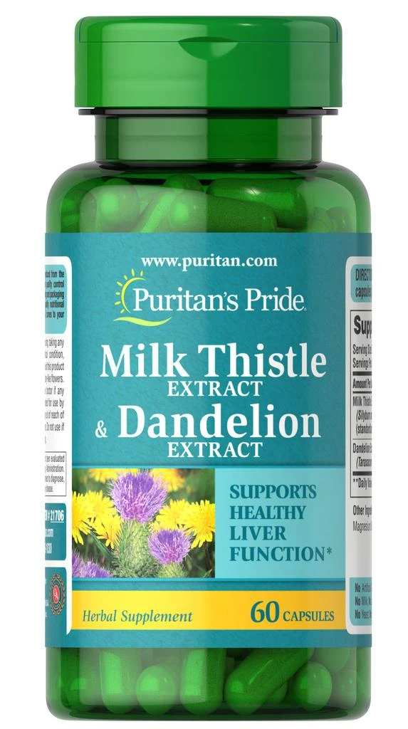 商品Puritan's Pride|Milk Thistle Extract and Dandelion Extract 60 capsules,价格¥206,第1张图片