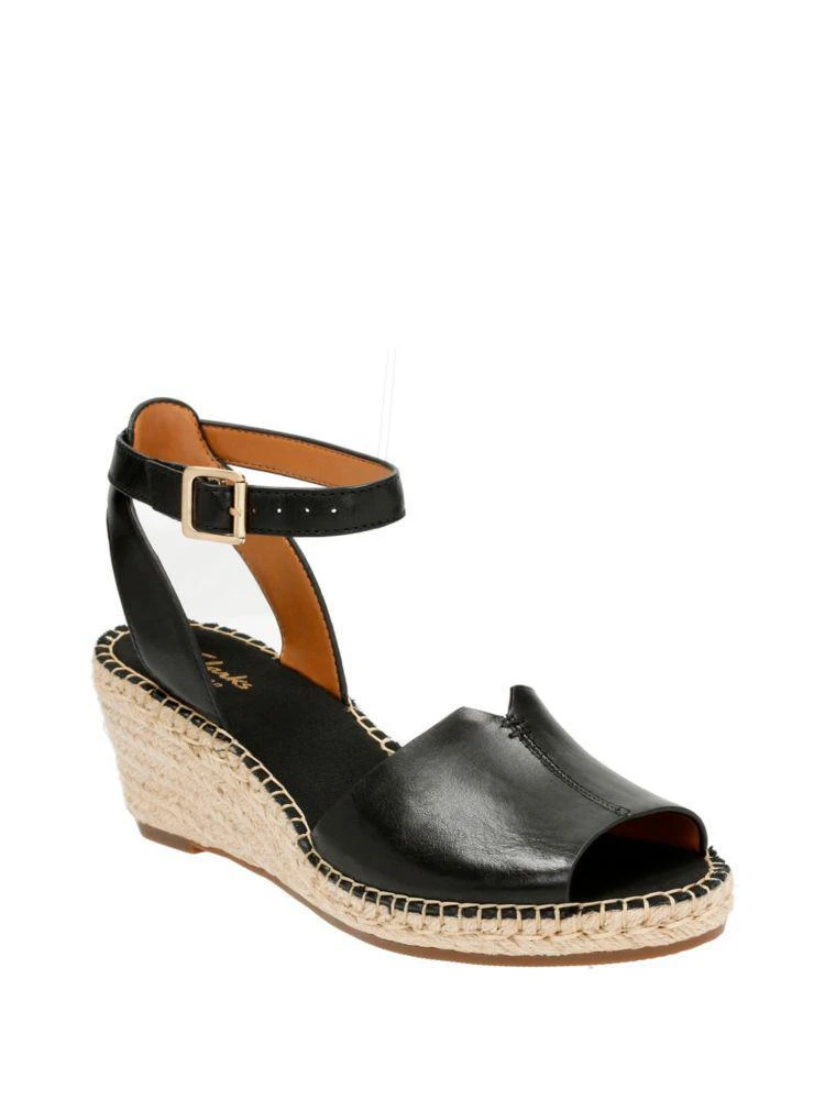 商品Clarks|Clarks Artisan Petrina Selma Full Grain Leather Wedge Espadrilles,价格¥752,第2张图片详细描述