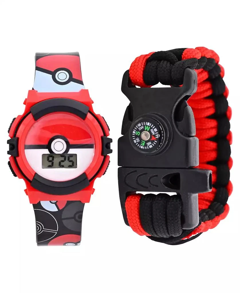 商品Accutime|Kids Unisex Pokemon Poke Ball Black Silicone Strap Watch 38mm Set,价格¥150,第1张图片