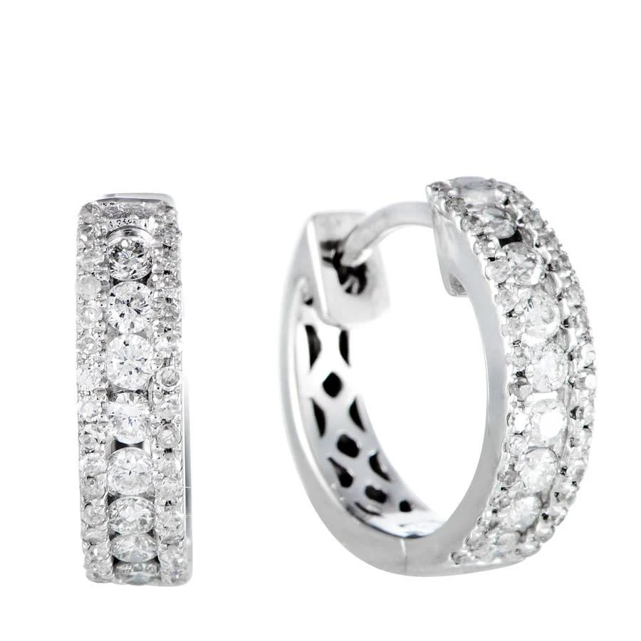 商品LB Exclusive|14K White Gold 0.35 ct Diamond Small Hoop Huggies Earrings,价格¥3936,第1张图片