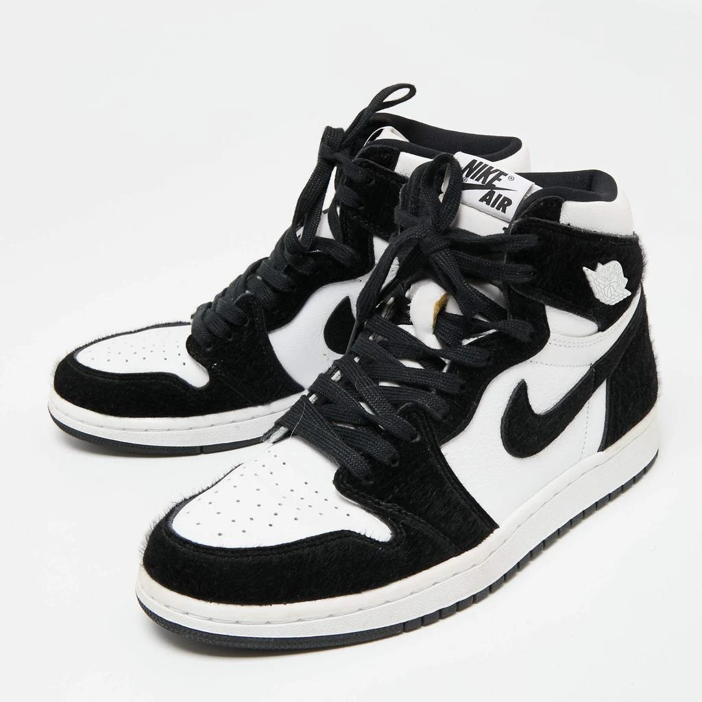 商品[二手商品] Jordan|Air Jordans Black/White Calf Hair And Leather 1 Retro COJP High Top Sneakers Size 38.5,价格¥2744,第2张图片详细描述