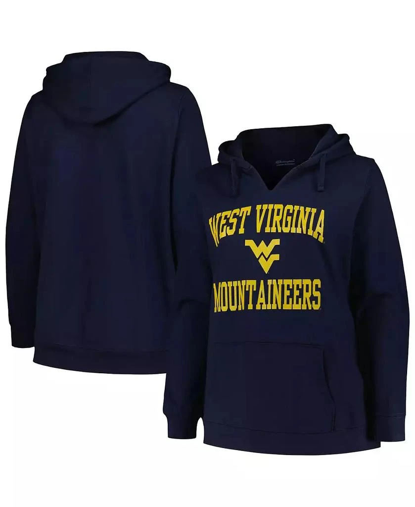 商品CHAMPION|Women's Navy West Virginia Mountaineers Plus Size Heart & Soul Notch Neck Pullover Hoodie,价格¥360,第1张图片