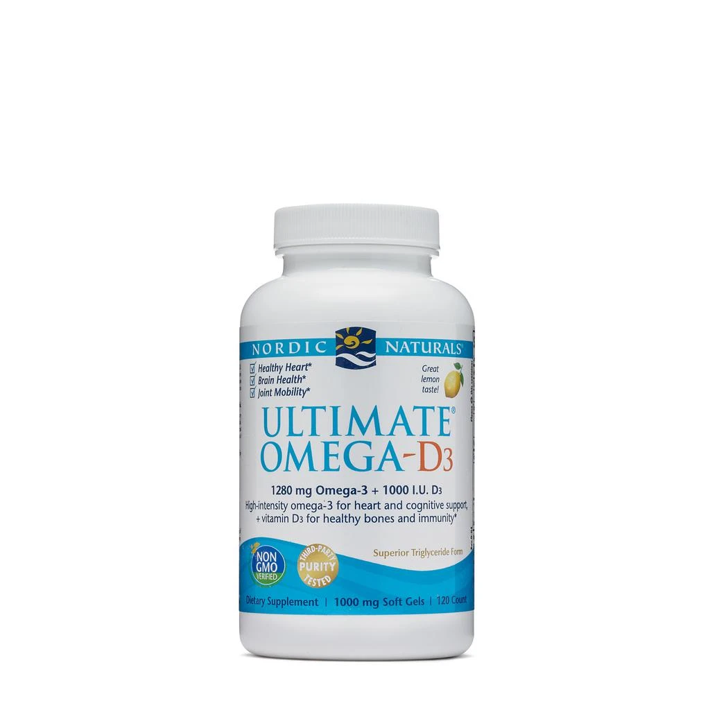 商品Nordic Naturals|高级欧米伽D3纯净鱼油 120粒,价格¥384,第1张图片