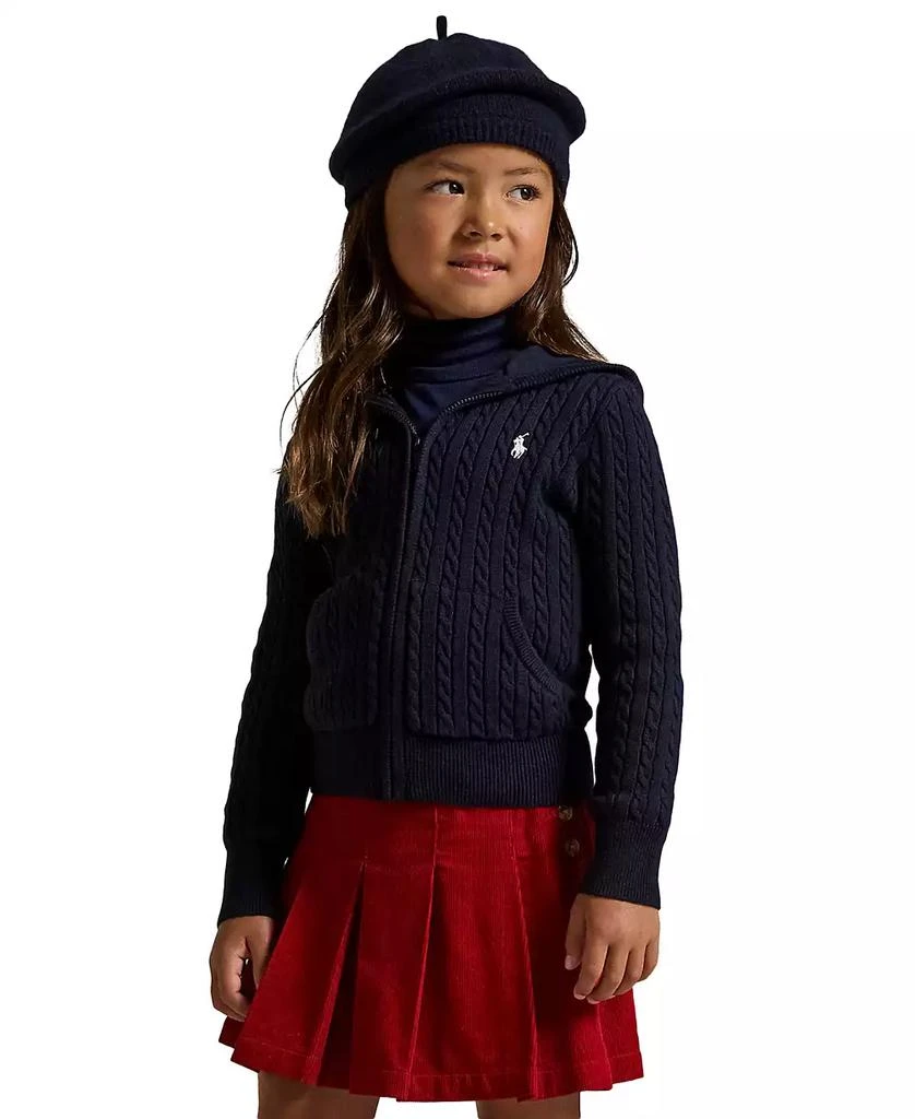 商品Ralph Lauren|Toddler & Little Girls Mini-Cable Cotton Full-Zip Hoodie,价格¥330,第1张图片