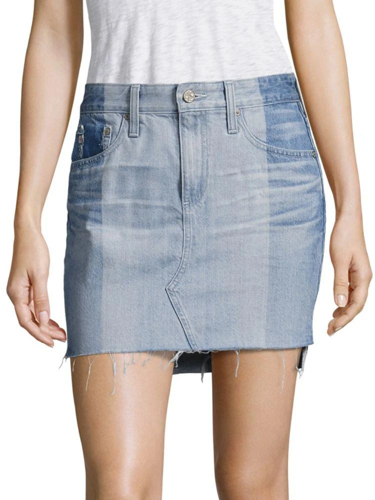 商品AG Jeans|Sandy Colorblock Denim Mini Skirt,价格¥317,第1张图片