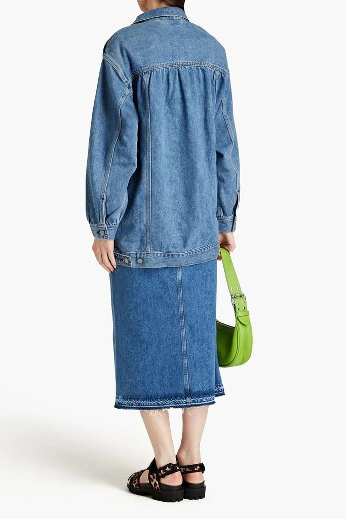 商品Ganni|Oversized gathered cotton and hemp-blend denim shirt dress,价格¥1828,第3张图片详细描述