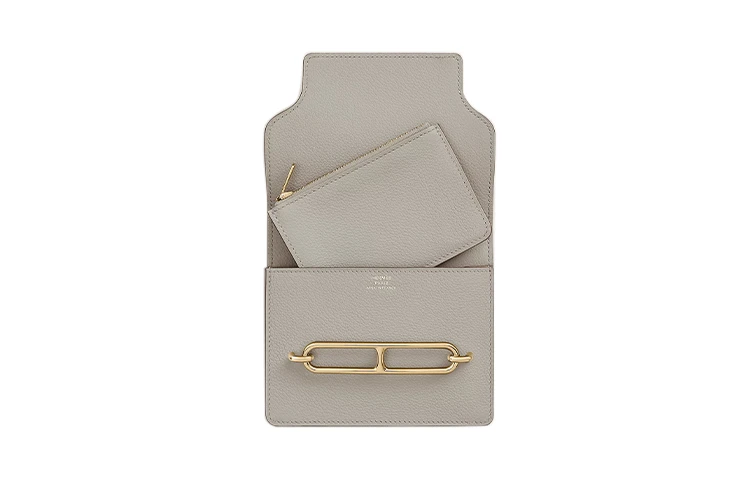 商品[国内直发] Hermes|爱马仕 Roulis Slim 淡金扣 Evercolor小牛皮 猪鼻子包卡包腰包零钱包钱包 女款 8L Beton冰川白,价格¥23664,第4张图片详细描述
