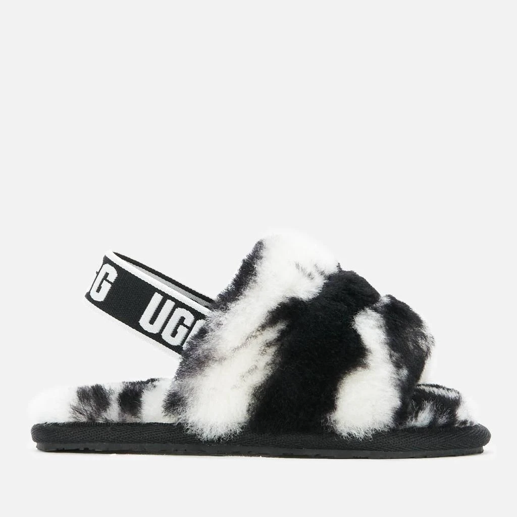 商品UGG|UGG TODDLERS' FLUFF YEAH SLIDE MARBLE SLIPPERS - BLACK,价格¥267,第1张图片