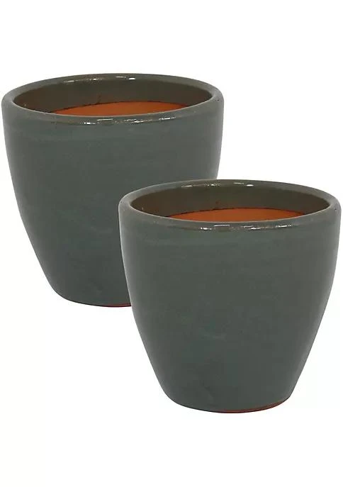 商品Sunnydaze Decor|Decor Sunnydaze Resort Ceramic Indoor Outdoor Planter   Gray   8 Inch   Set Of 2,价格¥585,第2张图片详细描述