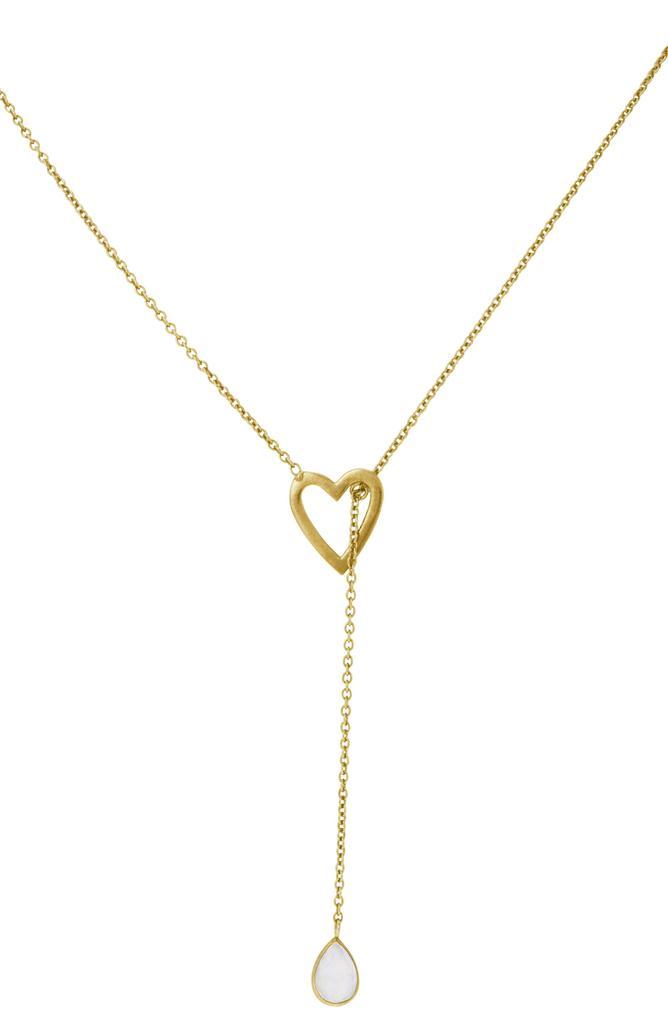 商品ADORNIA|Adornia Open Heart Dangle Lariat Necklace with Moonstone gold,价格¥208,第1张图片