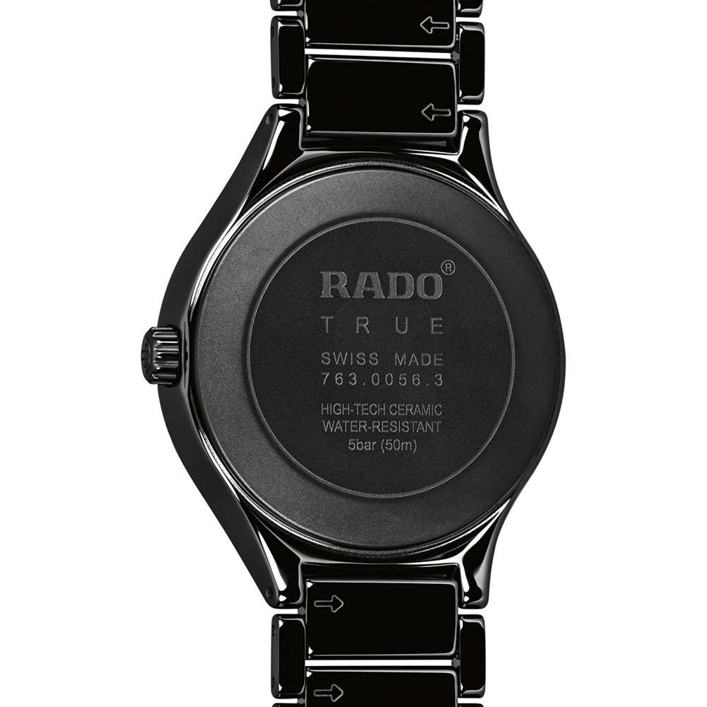 商品Rado|Men's Swiss Automatic True Black Diamond Accent Ceramic Bracelet Watch 40mm R27056712,价格¥14854,第5张图片详细描述
