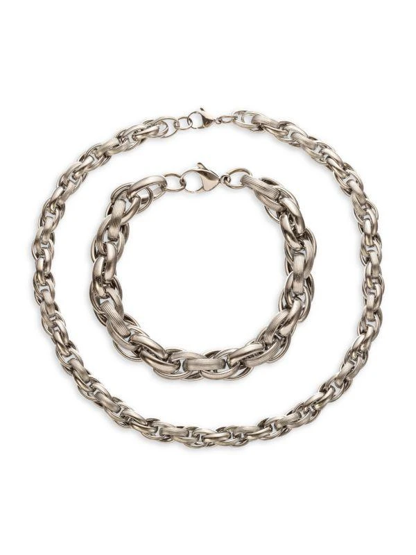 商品Eye Candy LA|Issac 2-Piece Titanium Chain Link Necklace & Bracelet Set,价格¥354,第1张图片