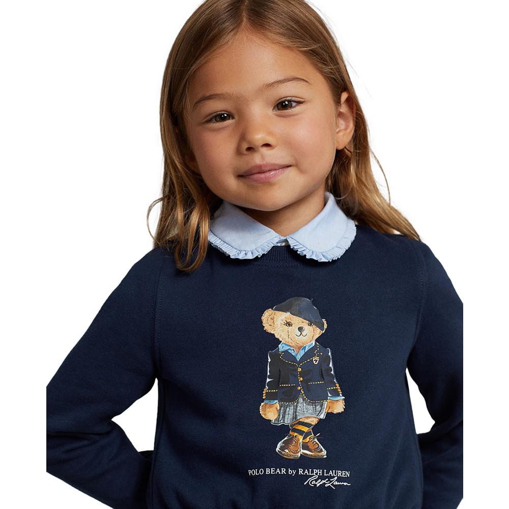Little Girls and Toddler Girls Long Sleeves Polo Bear Fleece Dress商品第2张图片规格展示