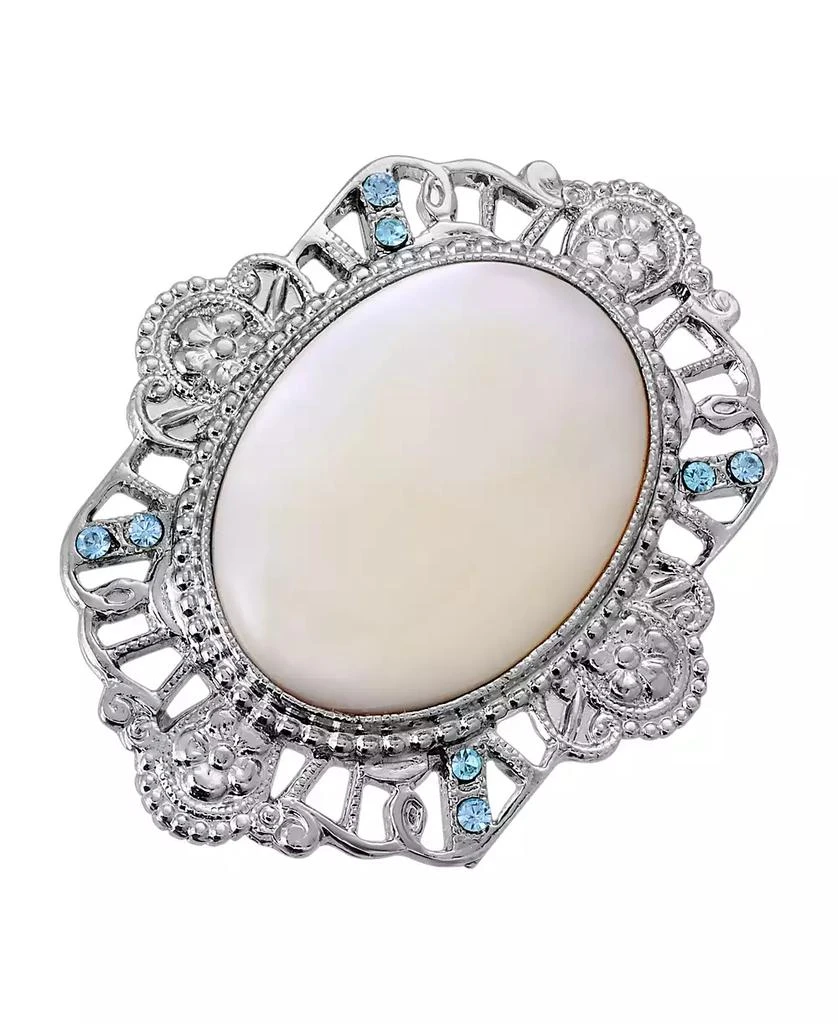 商品2028|Silver-Tone Mother of Pearl Oval Pin,价格¥371,第1张图片