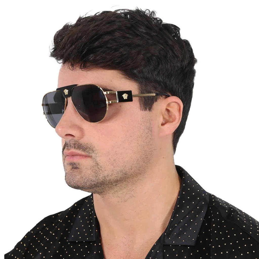商品Versace|Dark Grey Pilot Men's Sunglasses VE2252 100287 63,价格¥1124,第2张图片详细描述