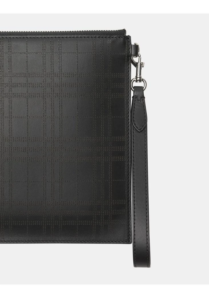 商品Burberry|Perforated check leather zip pouch,价格¥4887,第2张图片详细描述