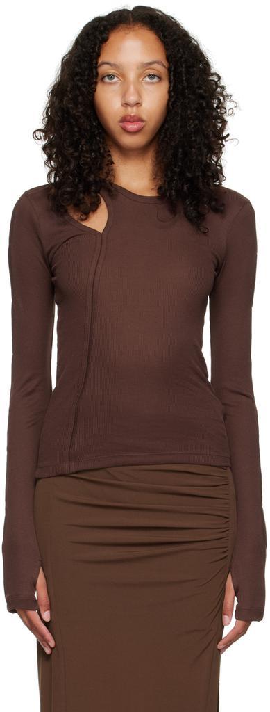 商品Helmut Lang|棕色 Slash 长袖 T 恤,价格¥1858,第1张图片