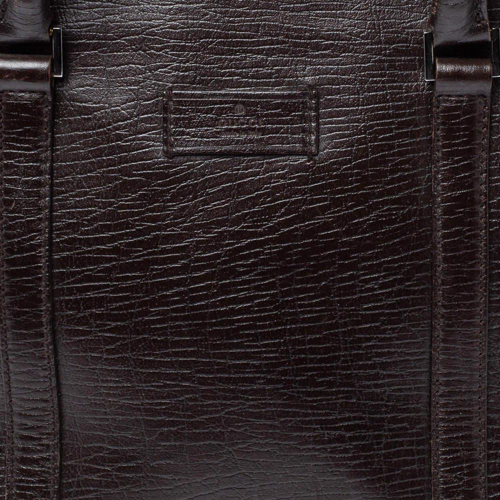 Gucci Dark Brown Leather Zip Satchel商品第5张图片规格展示