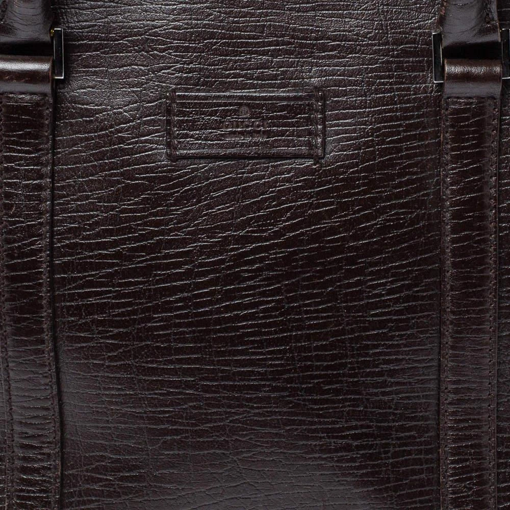 商品[二手商品] Gucci|Gucci Dark Brown Leather Zip Satchel,价格¥3310,第5张图片详细描述