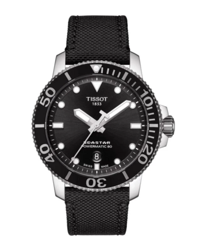 商品Tissot|Tissot Seastar 1000 Black Dial Black Fabric Strap Men's Watch T120.407.17.051.00,价格¥4206,第1张图片