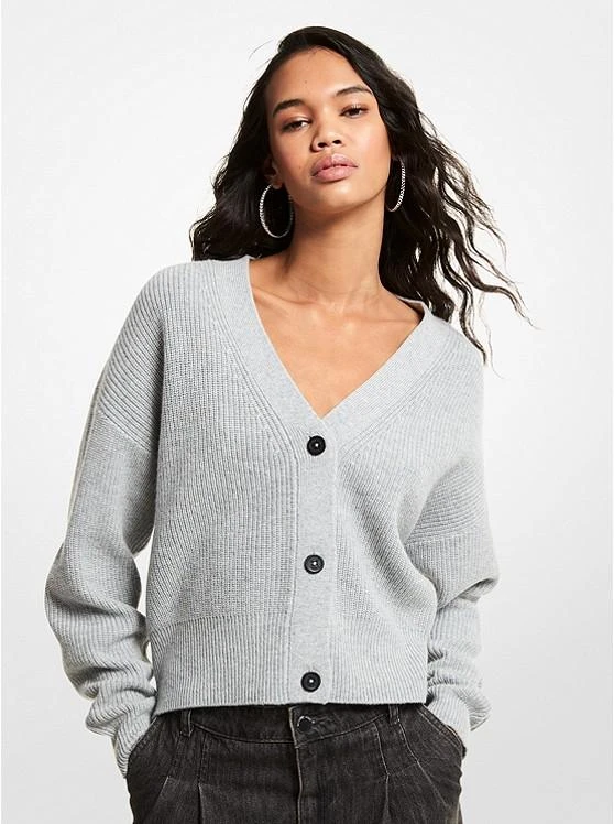 商品Michael Kors|Ribbed Wool Blend Cropped Cardigan,价格¥506,第1张图片