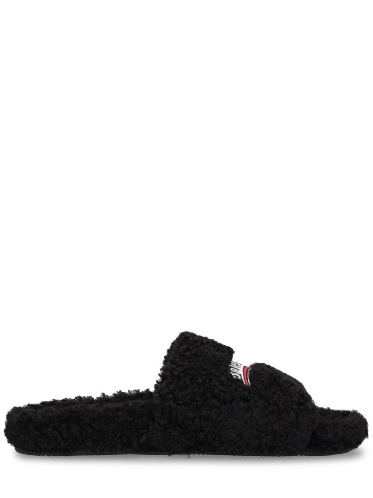 商品Balenciaga|Political Logo Furry Slide Sandals,价格¥5505,第1张图片