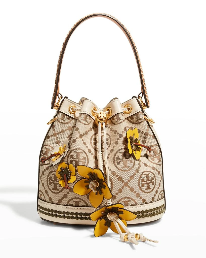 商品Tory Burch|T Monogram Floral Drawstring Bucket Bag,价格¥2642,第1张图片