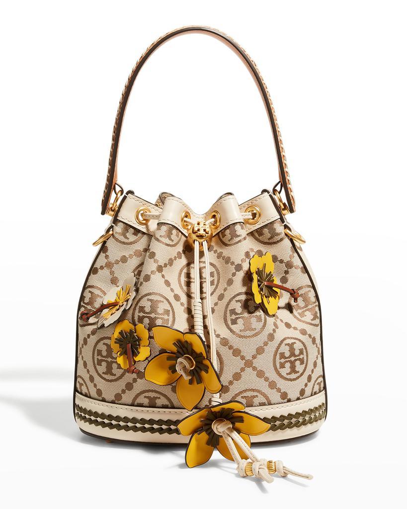 商品Tory Burch|T Monogram Floral Drawstring Bucket Bag,价格¥5130,第1张图片