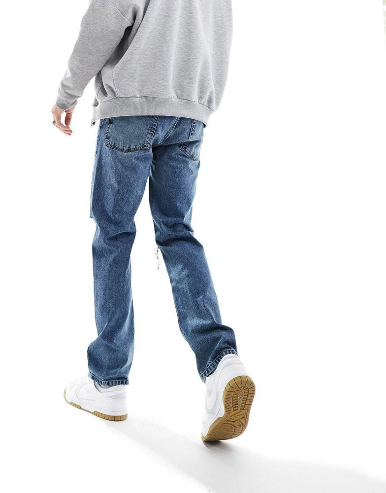 商品ASOS|ASOS DESIGN straight leg jeans with rips in dark wash,价格¥139,第3张图片详细描述