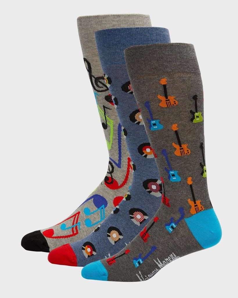 商品Neiman Marcus|Men's 3-Pack Music Crew Socks, Boxed Gift Set,价格¥225,第1张图片