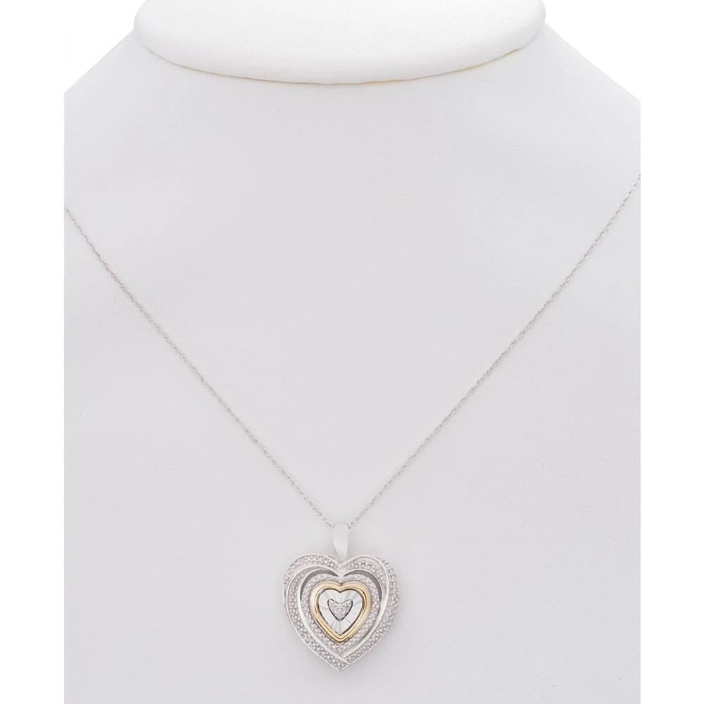 商品Macy's|Diamond Accent Two-Tone Heart Pendant Necklace in Sterling Silver and 10k Gold,价格¥371,第2张图片详细描述