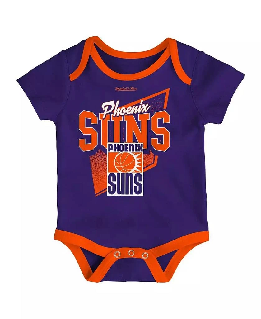 商品Mitchell & Ness|Infant Boys and Girls Blue, Orange Phoenix Suns Hardwood Classics Bodysuits and Cuffed Knit Hat Set,价格¥298,第3张图片详细描述