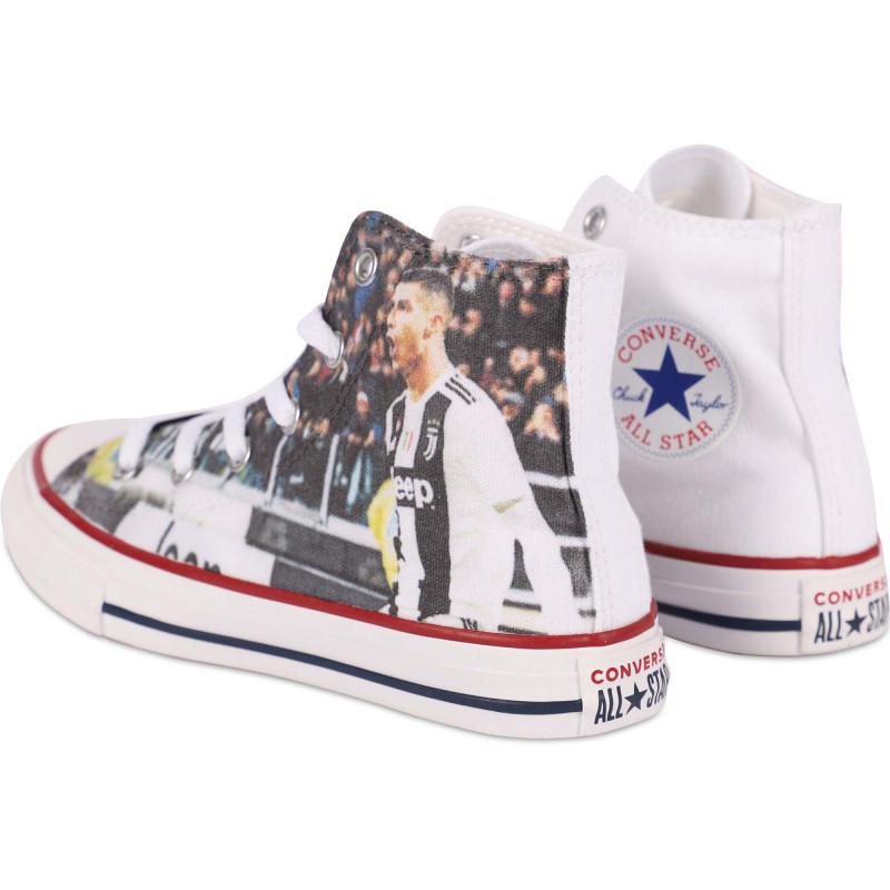 Converse ronaldo print ankle high logo sneakers in white商品第2张图片规格展示