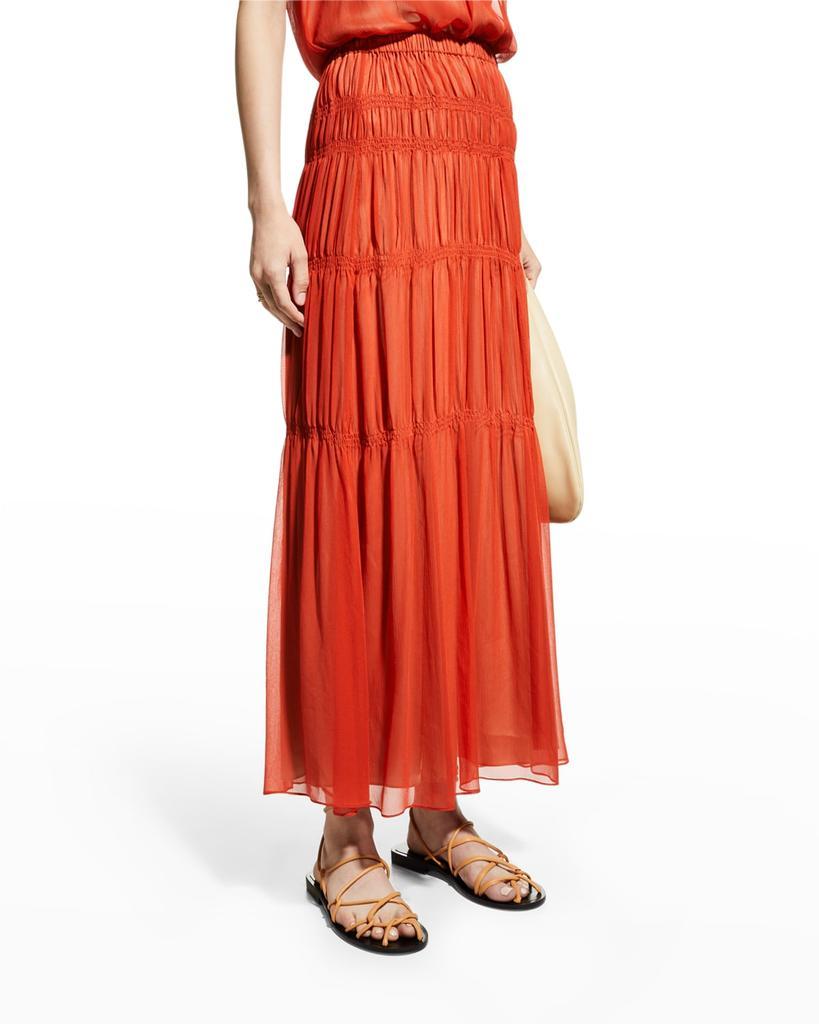 商品Theory|Tiered Crinkle Silk Maxi Skirt,价格¥816,第5张图片详细描述