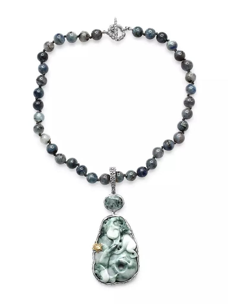 商品Stephen Dweck|One-Of-A-Kind Sterling Silver, 18K Yellow Gold, Aquamarine, &amp; Jade Pendant Necklace,价格¥44775,第1张图片