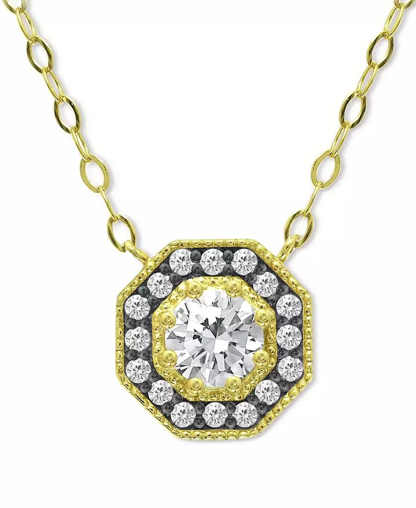 商品Giani Bernini|Cubic Zirconia Octagon Halo Pendant Necklace in 18k Gold-Plated Sterling Silver 16" + 2" extender, Created for Macy's,价格¥535,第1张图片