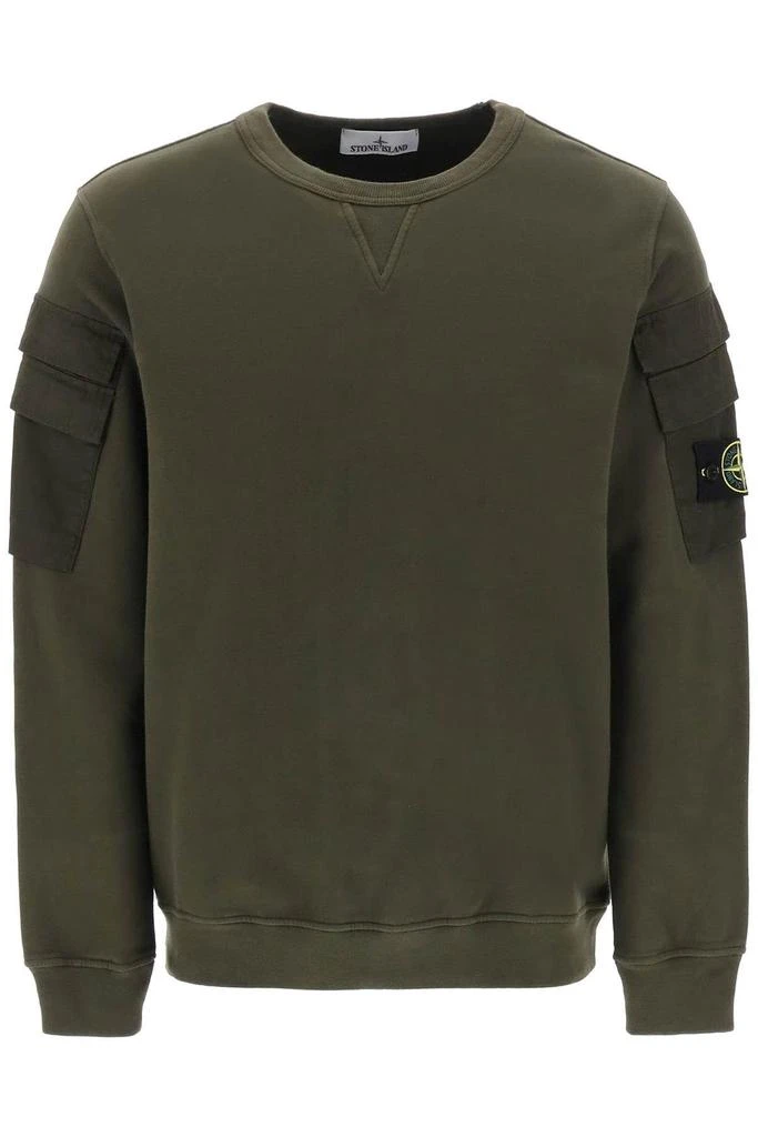 商品Stone Island|Crewneck sweatshirt with sleeve pockets,价格¥1344,第1张图片