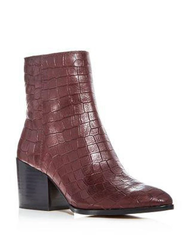 商品1. State|Women's Jahmil Croc Embossed Leather  High Block Heel Booties,价格¥408,第1张图片