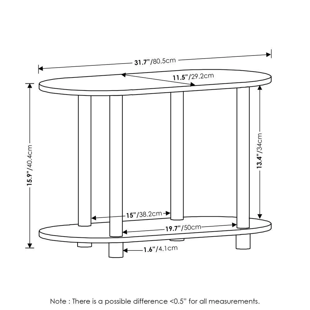 商品Furinno|Turn-N-Tube No Tools Modern Oval Side Table, White/Virgin White,价格¥681,第2张图片详细描述