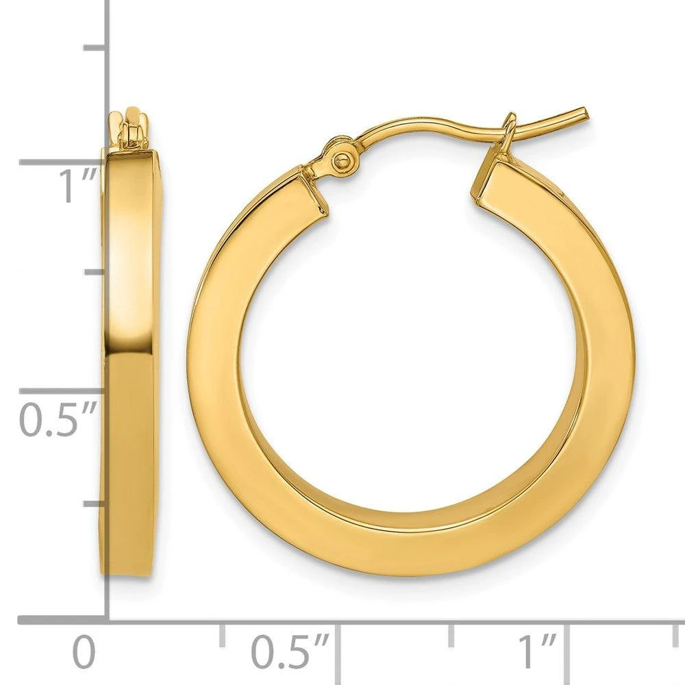 商品Diamond2Deal|14k Gold 3mm Square Shape Tube Hoop Earrings,价格¥4801,第5张图片详细描述