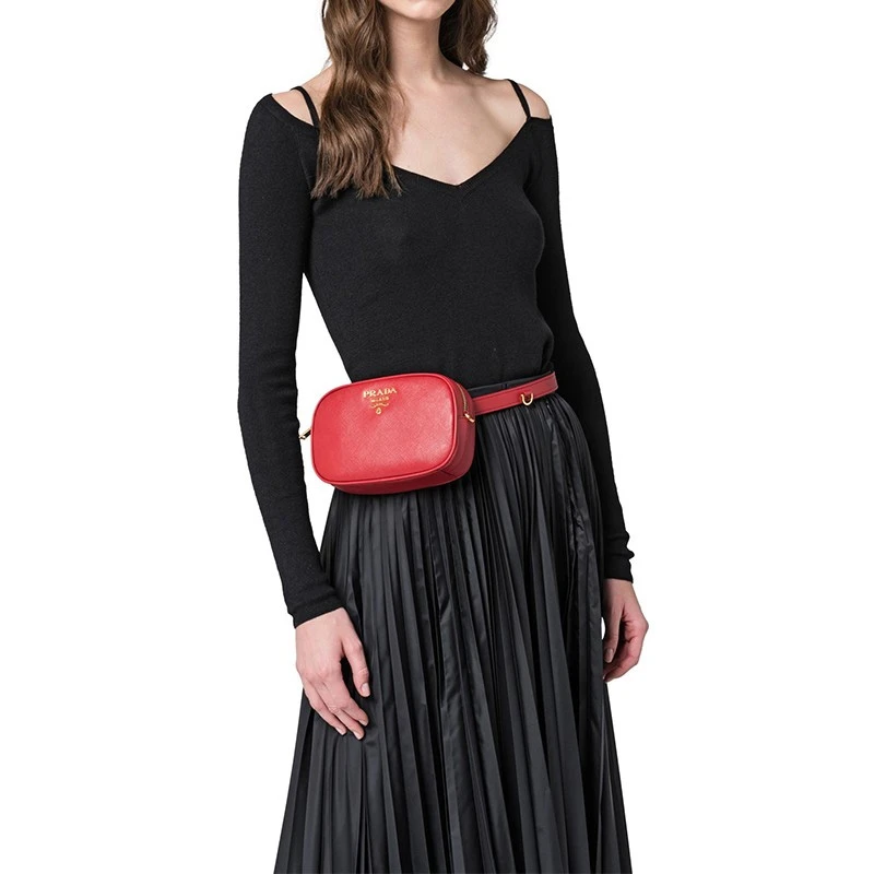 Prada 普拉达 女包红色牛皮斜挎腰包 1BL007-NZV-F068Z 商品