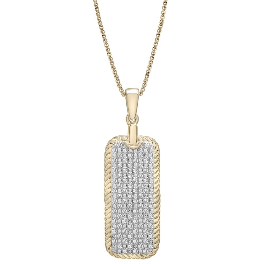Men's Diamond Dog Tag 22" Pendant Necklace (1/2 ct. t.w.) in 14K Gold-Plated Sterling Silver商品第1张图片规格展示