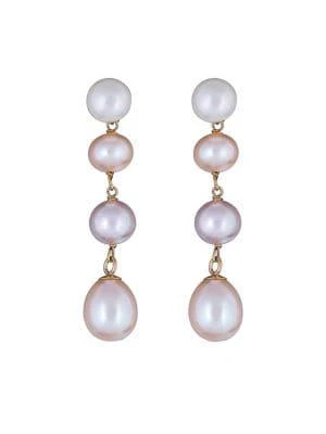 商品BELPEARL|14K Yellow Gold & 5-7MM Multicolor Cultured Freshwater Pearl Drop Earrings,价格¥1143,第1张图片