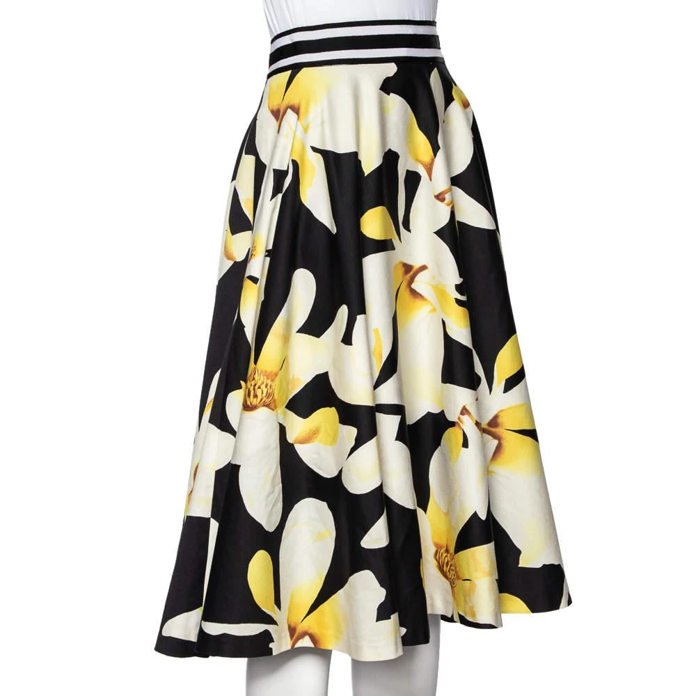 商品[二手商品] Alice + Olivia|Alice + Olivia Black Magnolia Print Cotton Dianna Midi Skirt L,价格¥1840,第2张图片详细描述