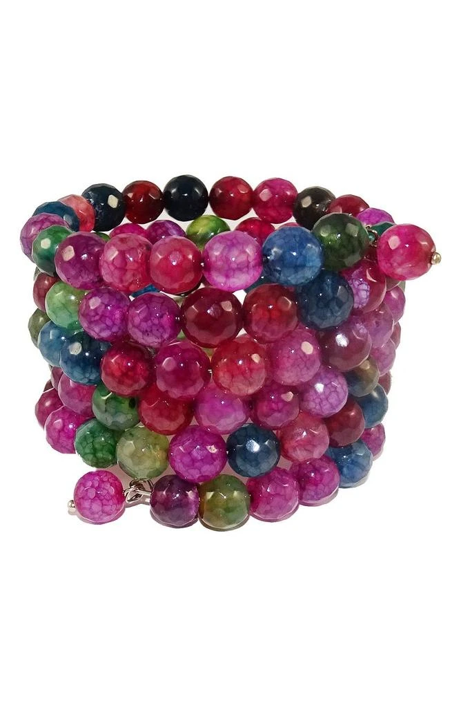 商品Savvy Cie Jewels|Faceted Multicolor Agate Coil Wrap Bracelet,价格¥108,第1张图片