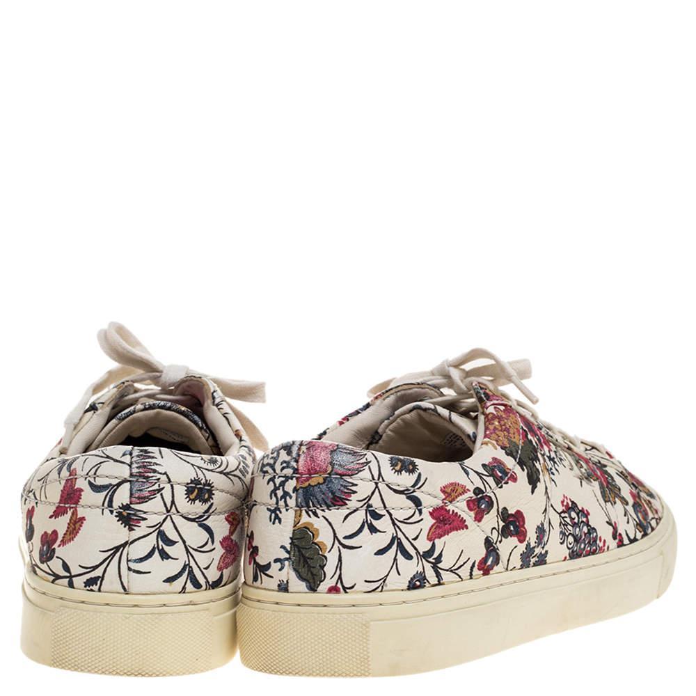 商品[二手商品] Tory Burch|Tory Burch White Floral Print Leather Amalia Low Top Sneakers Size 39.5,价格¥934,第7张图片详细描述